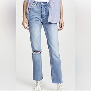 Boyish Dempsey High Rise Button Fly Distressed Raw Hem Denim Jeans Size 25